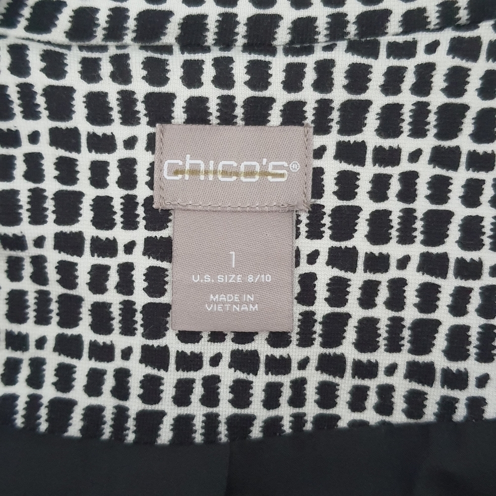 Chico's Blazer Jacket Black White Floral Business Casual Womens Sz 1 (8/10) - Picture 11 of 11